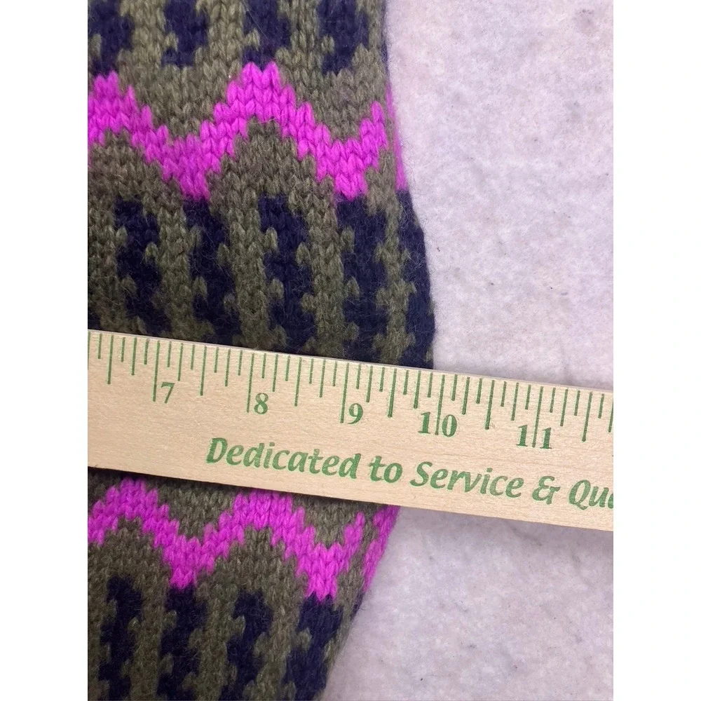 J.Crew‎ Knit Scarf Womens OS Purple Fair Isle Lambs Wool Cashmere Winter